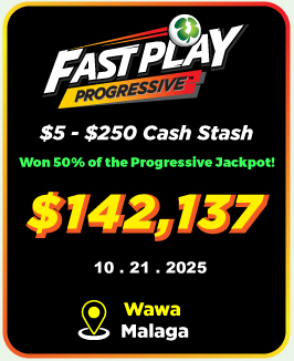 Fast Play: one ticket won 50% of the progressive jackpot!