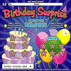 NJ Lottery - Birthday Surprise (#01904) - scratch off odds