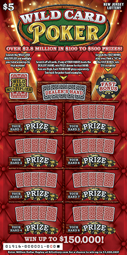 NJ Lottery - Wild Card Poker (#01916) - scratch off odds