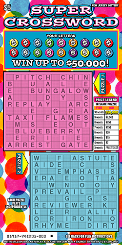 NJ Lottery - Super Crossword (#01917) - scratch off odds