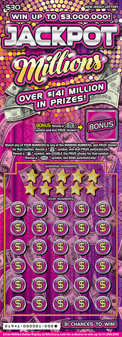 Jackpot Millions - $ 30 scratch-off from New Jersey Lottery