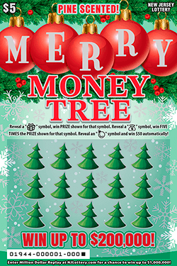 Merry Money Tree - $ 5 scratch-off from New Jersey Lottery