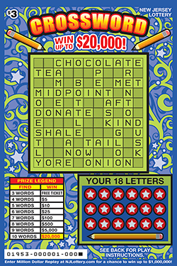 Crossword - $ 3 scratch-off from New Jersey Lottery