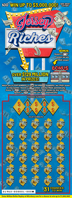 Jersey Riches - $ 30 scratch-off from New Jersey Lottery