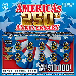 America's 250th Anniversary - $ 2 scratch-off from New Jersey Lottery