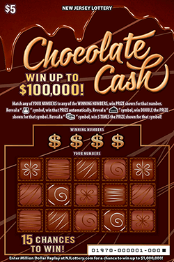 Chocolate Cash - $ 5 scratch-off from New Jersey Lottery