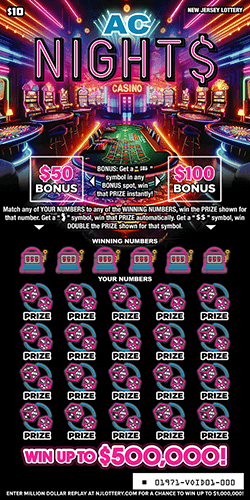 AC Night$ - $ 10 scratch-off from New Jersey Lottery