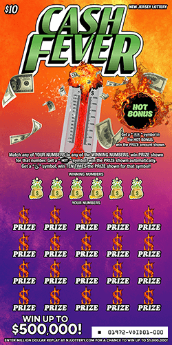 Cash Fever - $ 10 scratch-off from New Jersey Lottery
