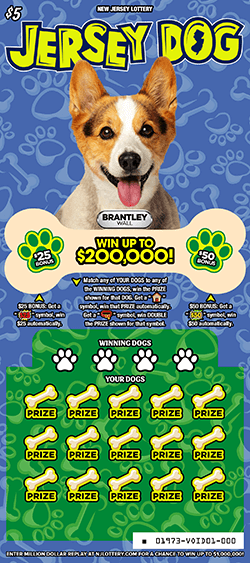 Jersey Dog - $ 5 scratch-off from New Jersey Lottery