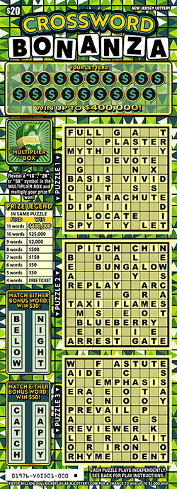CROSSWORD BONANZA scratch-off ticket
