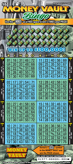 Money Vault Bingo - $ 5 scratch-off from New Jersey Lottery