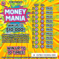 MONEY MANIA scratch-off ticket