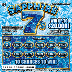 Sapphire 7's - $ 2 scratch-off from New Jersey Lottery