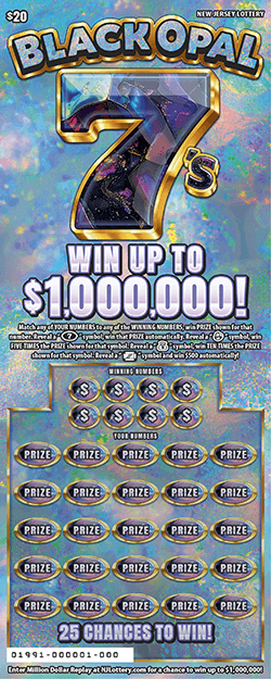 Black Opal 7's - $ 20 scratch-off from New Jersey Lottery