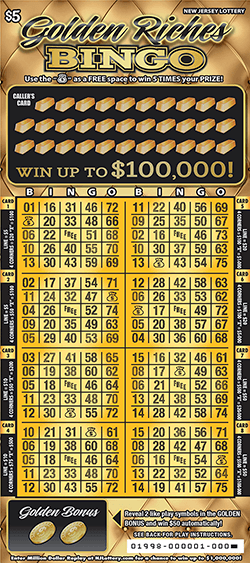 GOLDEN RICHES BINGO scratch-off ticket