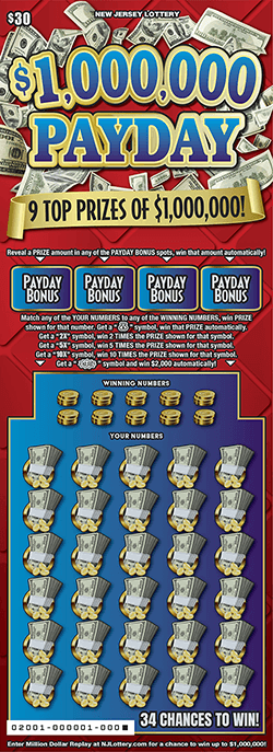 $1,000,000 PAYDAY scratch-off ticket