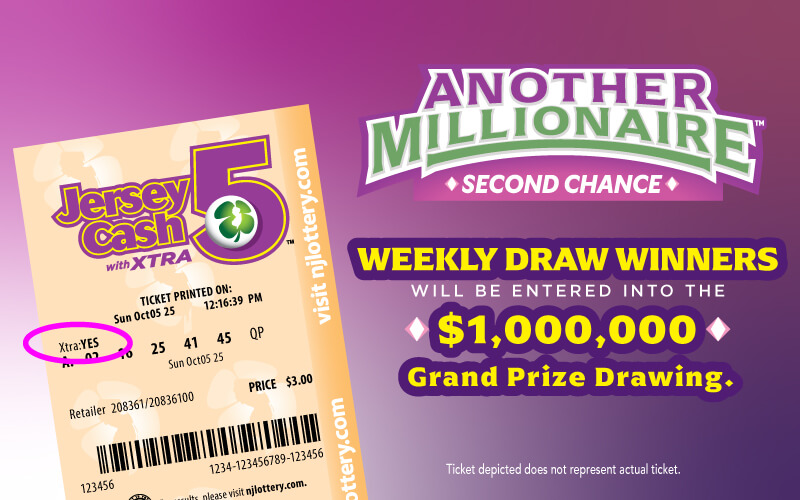 Jersey Cash 5: Another Millionaire Promotion: Weekly Draw Winners will be entered into the $1,000,000 Grand Prize Drawing