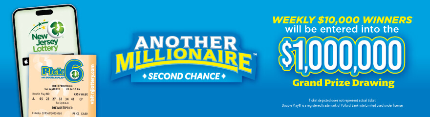 Pick 6: Another Millionaire Promotion: Weekly Draw Winners will be entered into the $1,000,000 Grand Prize Drawing