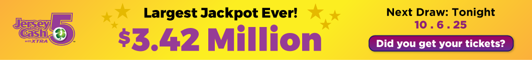 Largest Jersey Cash 5 Jackpot Ever! $3.42 Million for tonights drawing on october 6, 2025.